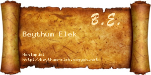 Beythum Elek névjegykártya